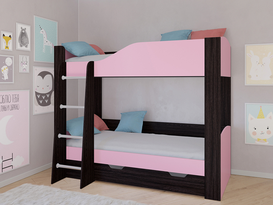 Кровать двухъярусная  Кровать двухъярусная АСТРА 2 Венге/Розовый с ящиком