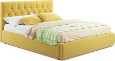 Мягкая кровать Verona 1600 желтая с ортопедическим основанием