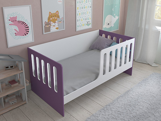 Детская кровать  Кровать Астра 12 без ящика Белый/Фиолетовый