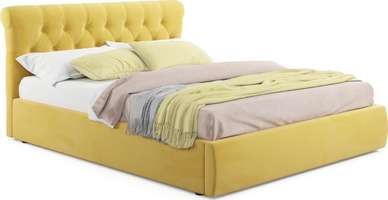 Мягкая кровать Ameli 1400 желтая с ортопедическим основанием