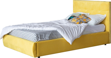 Мягкая кровать Selesta 1200 желтая с подъемным механизмом