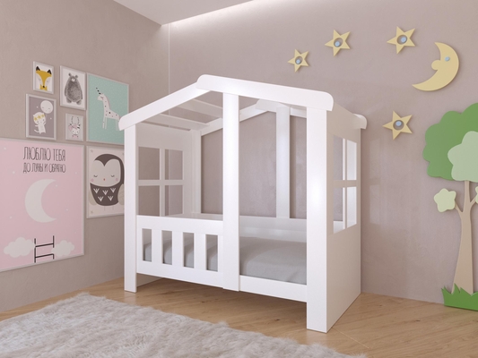 Детская кровать  Кровать Астра Домик Белый без ящика