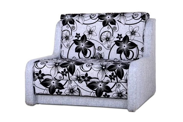 Диван тканевый прямой Даллас Диван-кровать «Даллас» без подлокотников цветы на сером фоне и серая рогожка