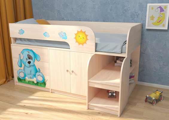 Детская кровать  Принт для кровать чердак Астра 9 V1, V2, V3, V7, V8 правая/Щенок