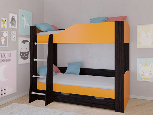 Кровать двухъярусная  Кровать двухъярусная АСТРА 2 Венге/Оранжевый с ящиком